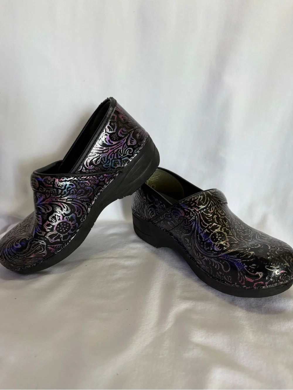 Women’s dansko XP 2.0 Slip-On Clog with Floral Metallic Pattern - Black